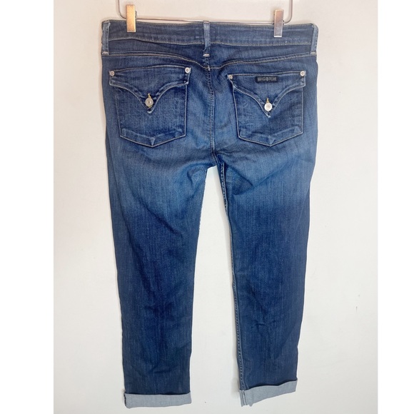 Hudson Bacara Crop Straight Cuffed Dark Wash Jeans Color KERN Sz 31 - Picture 1 of 7